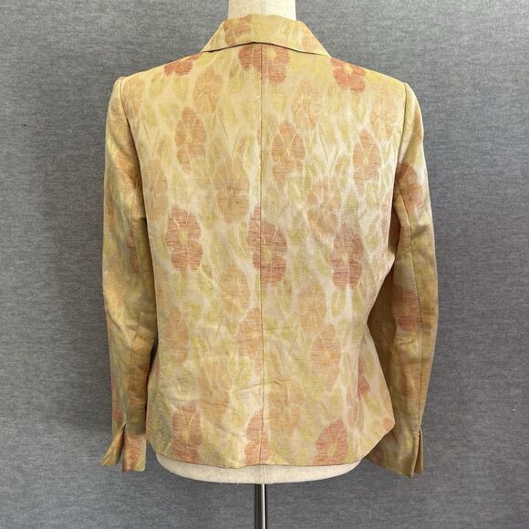Bernard Zins Floral Linen Silk Jacket Size 10 Old Money Blazer Made in France - Picture 9 of 15